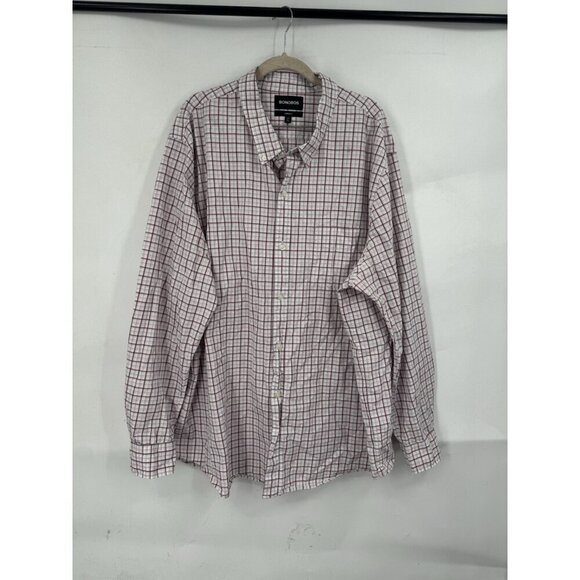Bonobos Plaid Button Front Top Men 3XL Red White Long Sleeve Preppy Standard Fit - Picture 1 of 8